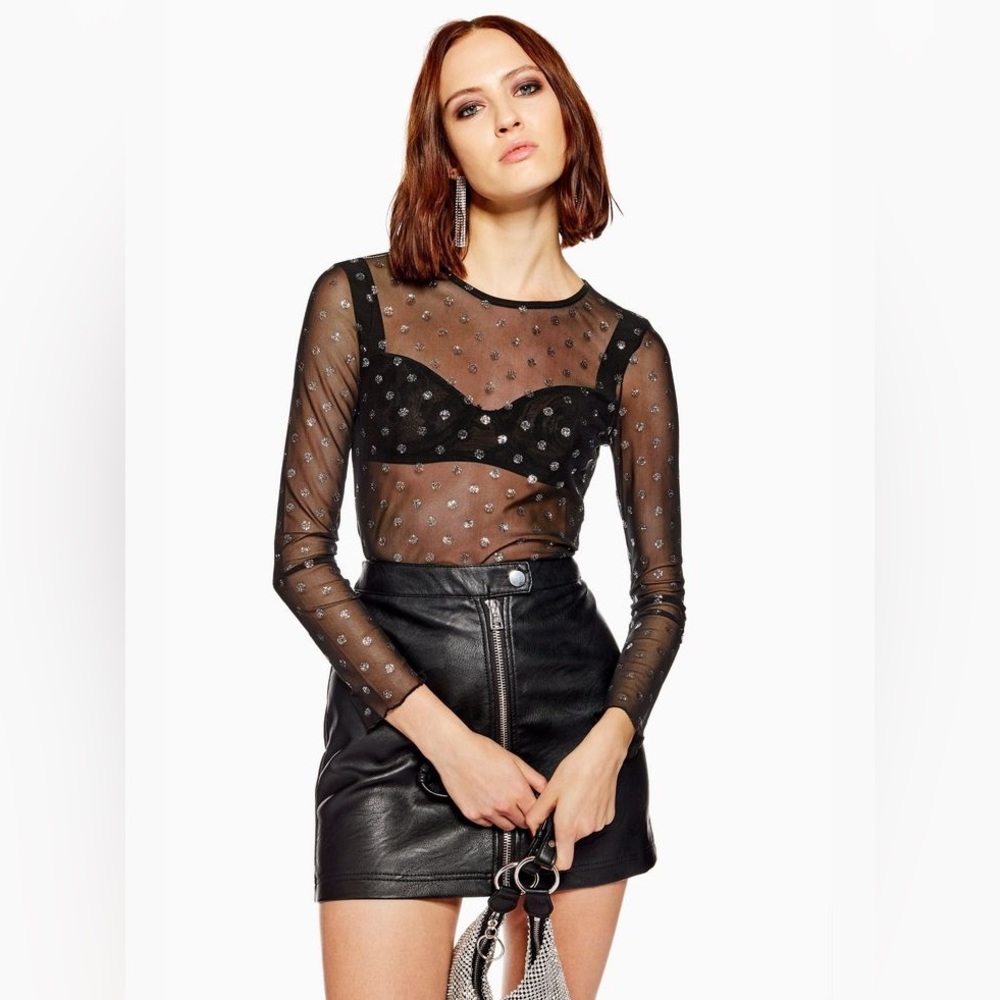 TopShop Mesh Glitter Top